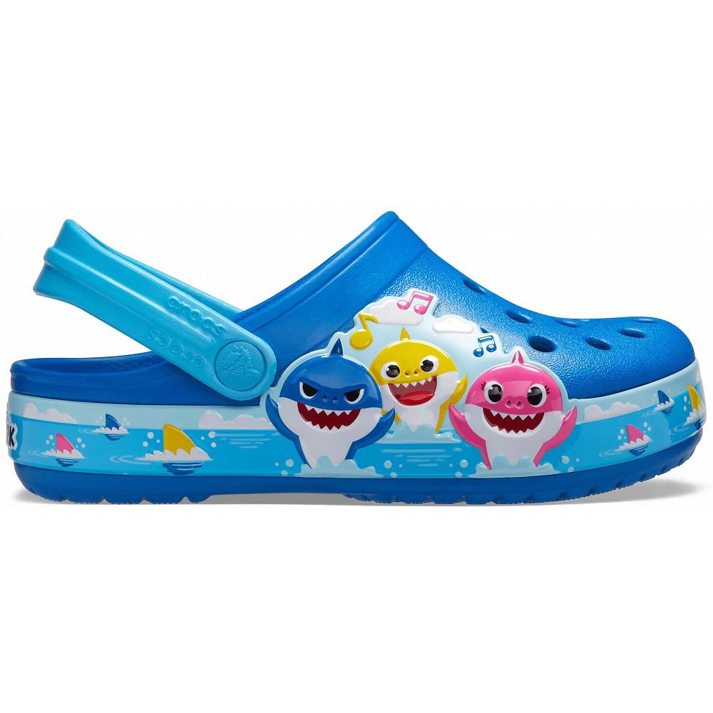 Blue Girls' Crocs Fun Lab Baby Shark Band Clogs | NZ 1542ILHS